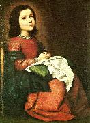 Francisco de Zurbaran girl virgin at prayer Spain oil painting artist
